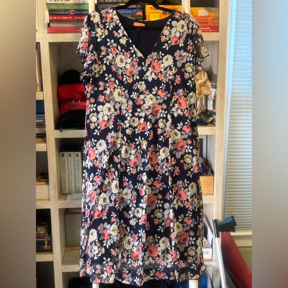 Modcloth Navy Floral Midi Dress